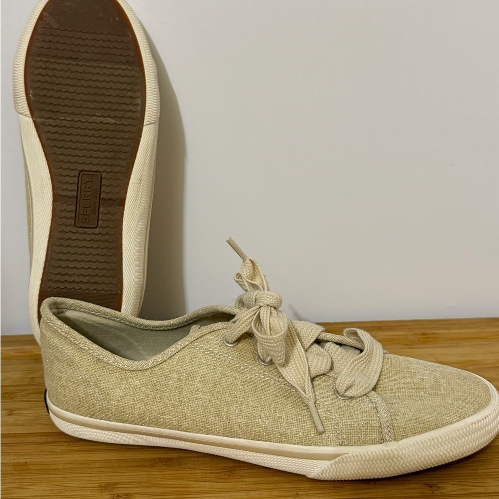 Sperry Women's Beige Canvas Sneakers